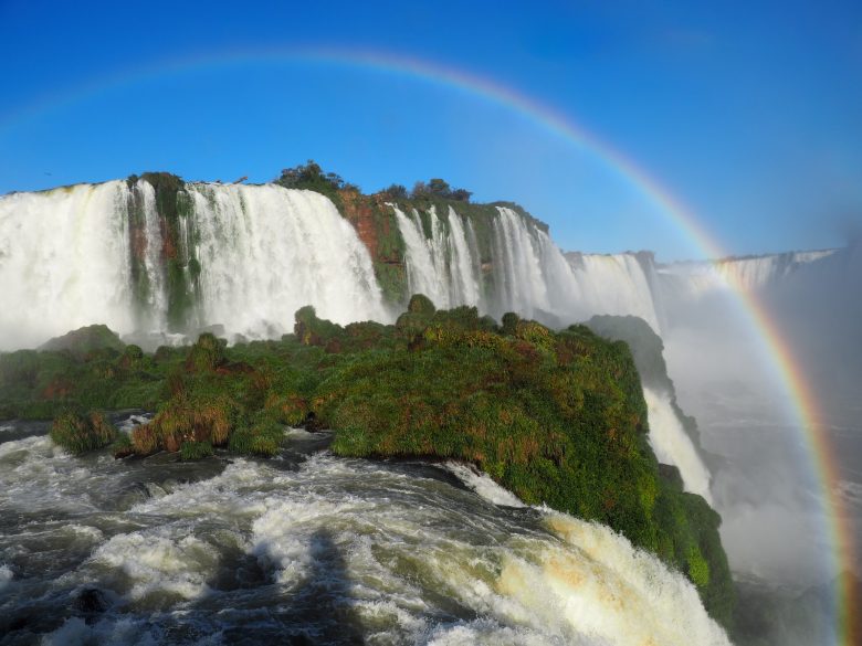 beautiful scenery rainbow waterfall iguazu national park cataratas argentina