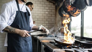 chef cooking food in the restaurant kitchen