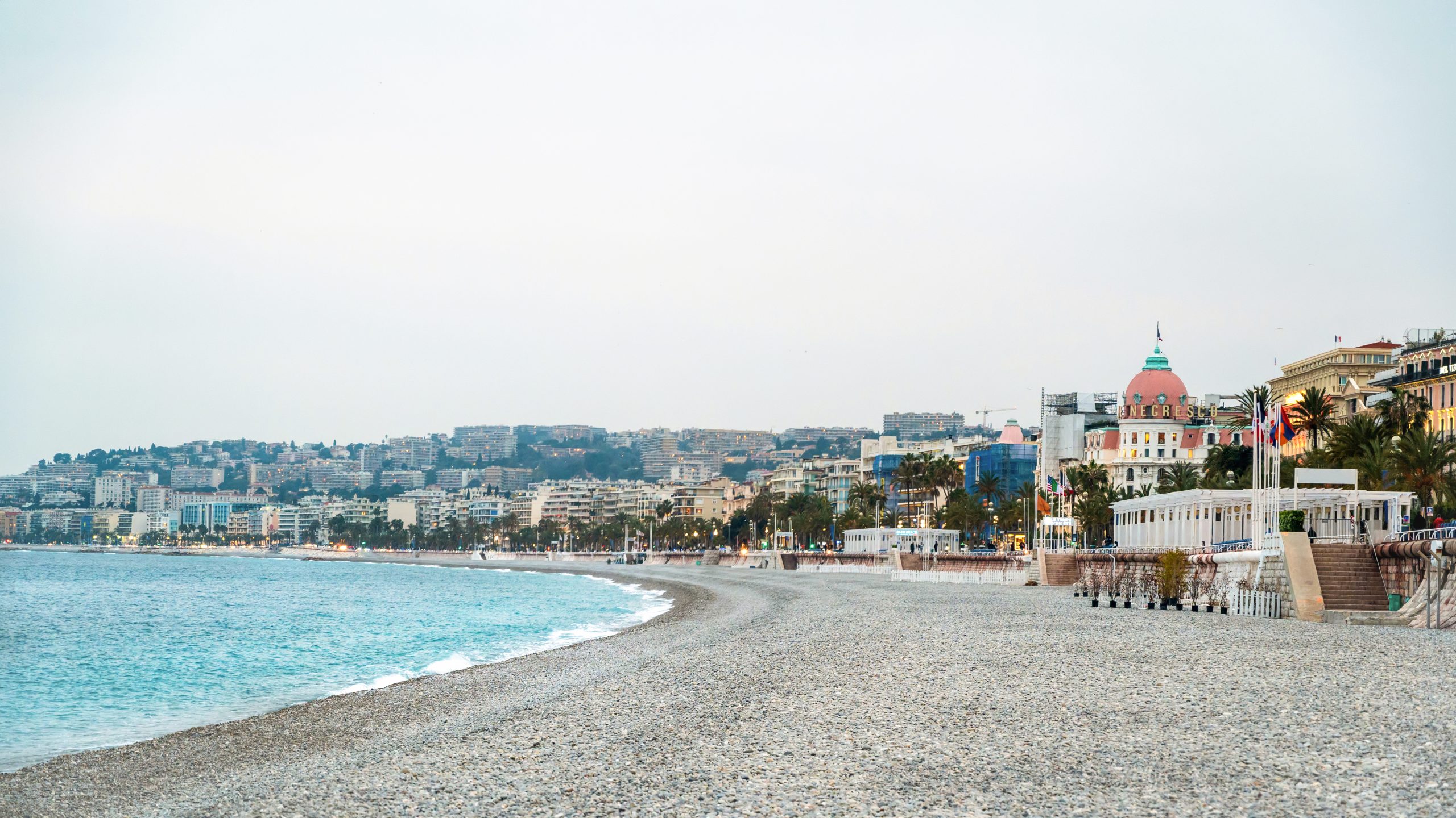 mediterranean sea coast of nice france empty beach evening scaled