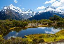 high angle shot key summit lake marian new zealand