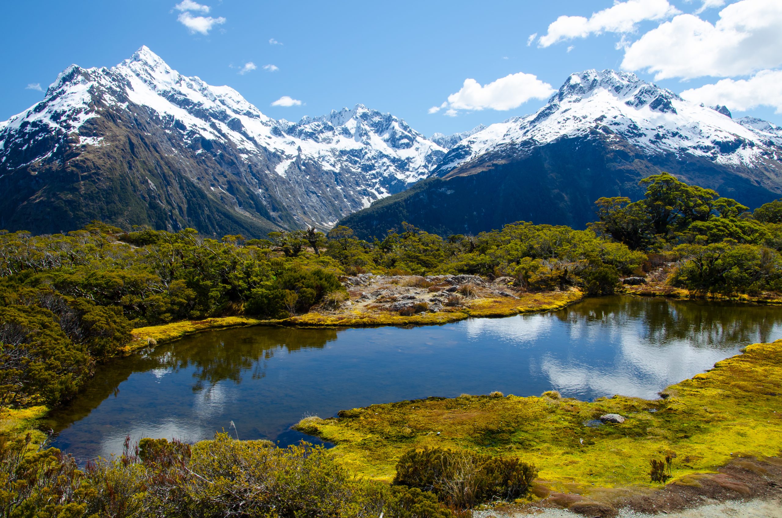 high angle shot key summit lake marian new zealand scaled